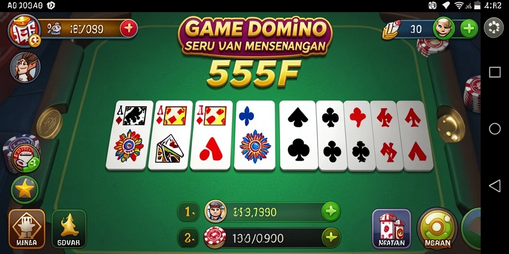 Screenshot menampilkan gameplay menarik dari 555F, permainan domino yang mendebarkan.