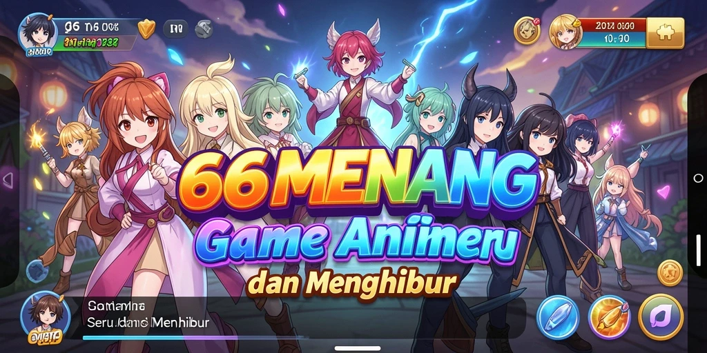 Tampilan screenshot gameplay 66MENANG dengan karakter anime menarik.
