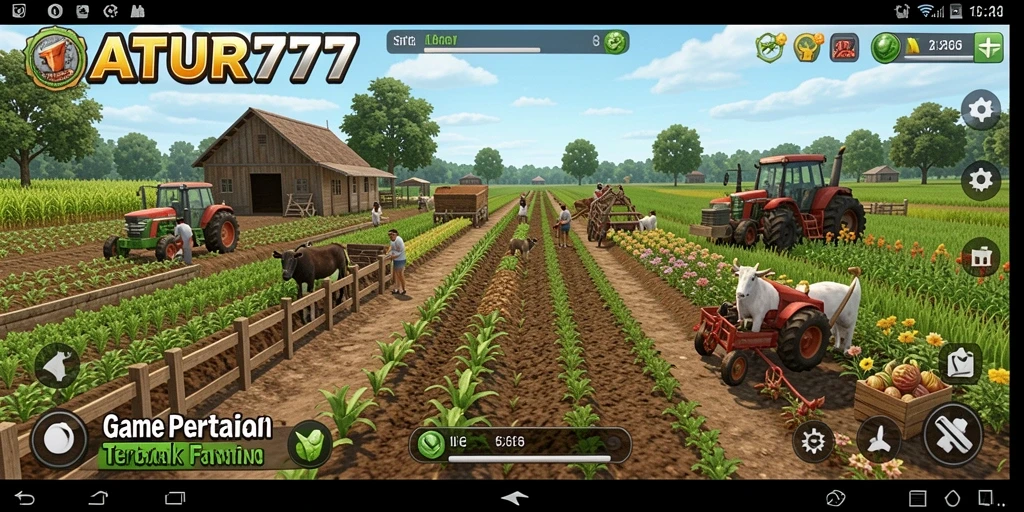 Tampilan gameplay CATUR777 yang menampilkan aksi bertani yang memikat.