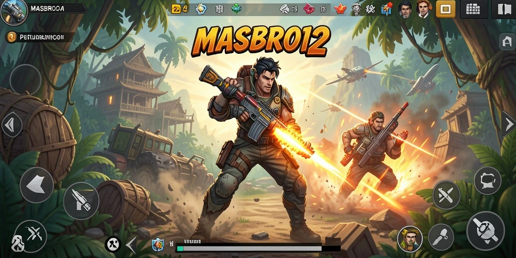 Screenshot gameplay MASBRO12 yang menampilkan pertarungan seru.