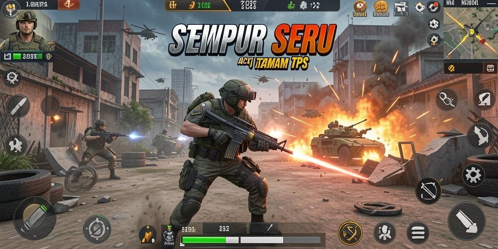 Tampilan seru gameplay TPS dalam SERURP yang penuh aksi.