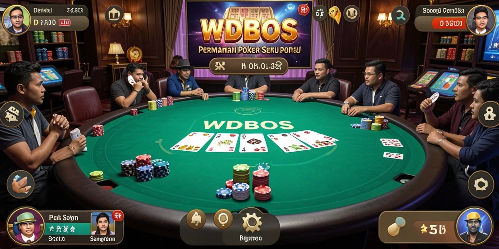 Screenshot gameplay WDBOS menunjukkan aksi seru dalam permainan poker.